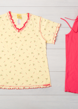 Vienetta Secret VS 06 Хлопковая пижама с бриджами молочный/красный