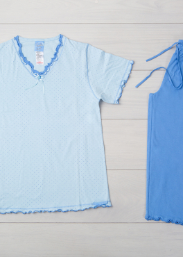 Vienetta Secret VS 06 Хлопковая пижама с бриджами голубой