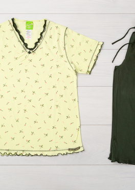 Vienetta Secret VS 06 Хлопковая пижама с бриджами салатовый/хаки