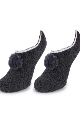 Marilyn COOZY R46 Махровые балетки с помпоном темно-серый