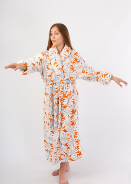 Vienetta Secret Geargette Miss HG 020 Махровый женский халат оранжевый/цветы
