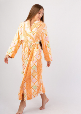 Vienetta Secret Geargette Miss HG 020 Махровый женский халат оранжевый/принт
