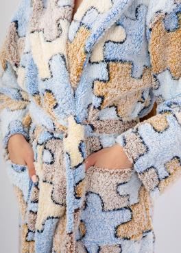 Vienetta Secret Geargette Miss HG 020 Махровый женский халат голубой/бежевый/принт