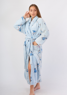 Vienetta Secret Geargette Miss HG 020 Махровый женский халат голубой/принт