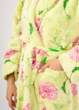 Vienetta Secret Geargette Miss HG 020 Махровый женский халат салатовый/цветы