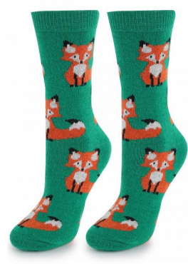 Marilyn ANGORA R31 Теплые носки с лисичками зеленый