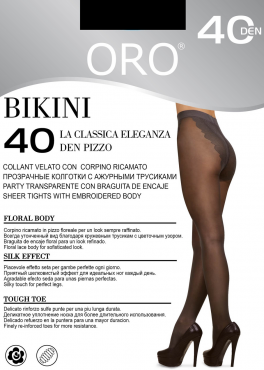 Oro Bikini 40 den колготки с ажурными трусиками черный