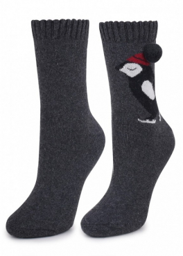 Marilyn ANGORA N41 Теплые носки с пингвинами темно-серый