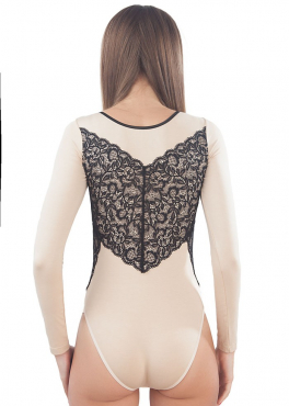 BB 124 Боди с кружевом бежевый