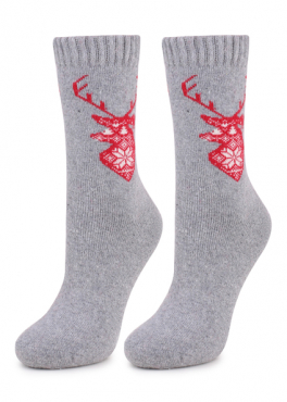 Marilyn ANGORA N46 Ангоровые носки с оленями серый