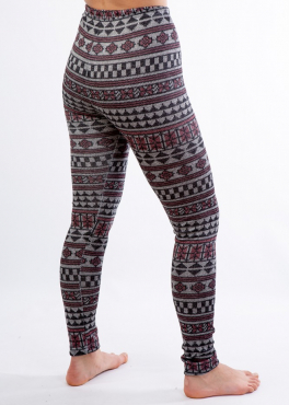 LL 030 теплые лосины с орнаментом серый/красный