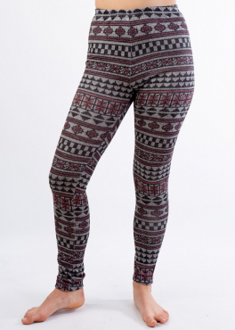 LL 030 теплые лосины с орнаментом серый/красный