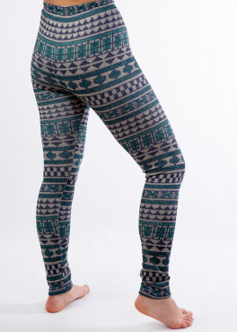 LL 030 теплые лосины с орнаментом синий/зеленый