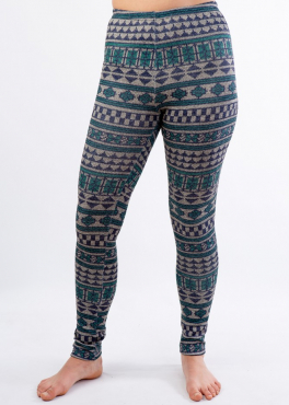 LL 030 теплые лосины с орнаментом синий/зеленый