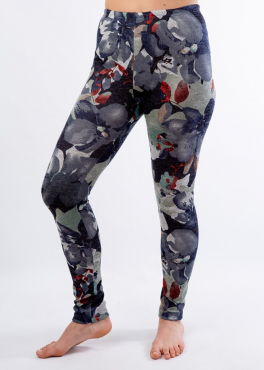 LL 028 женские лосины с цветами серый