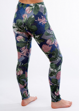 LL 028 женские лосины с цветами синий