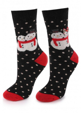 Marilyn ANGORA R35 Ангоровые носки со снеговиками черный