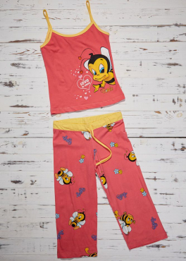 Vienetta Secret VS 26 Пижама майка и капри коралловый/желтый