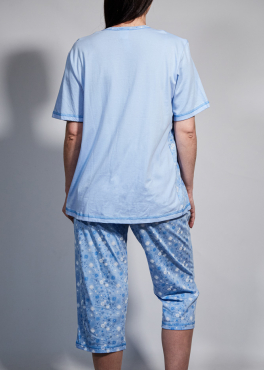 Regina R 652 Хлопковая пижама для беременных голубой/цветы