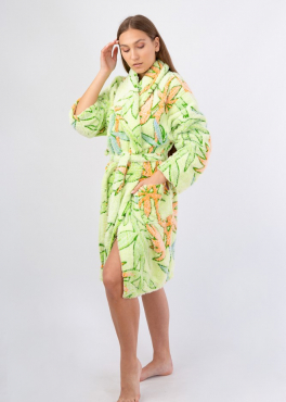 Vienetta Secret VS 034 махровый женский халат салатовый/оранжевый/принт
