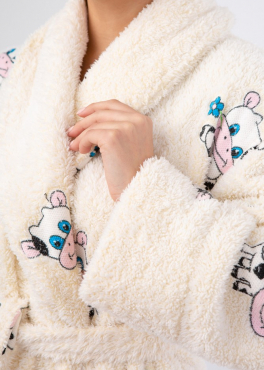 Vienetta Secret VS 034 махровый женский халат молочный/принт