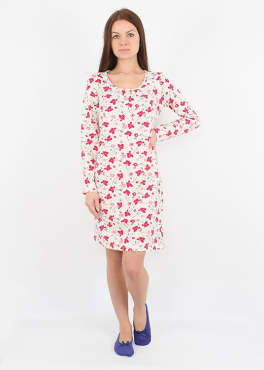 NL 030 Ночная рубашка молочный/цветы