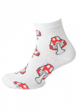 21110 Женские носки с мухоморами белый