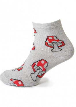21110 Женские носки с мухоморами серый