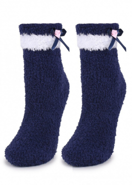 Marilyn COOZY N58 Махровые носки с белой каймой и бантиком синий