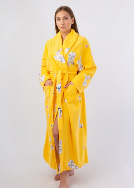 Vienetta Secret VS 031 Домашний теплый халат желтый/принт