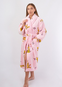 Vienetta Secret VS 031 Домашний теплый халат розовый/принт