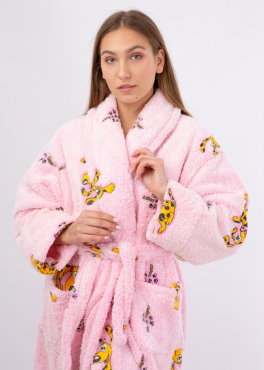 Vienetta Secret VS 031 Домашний теплый халат розовый/принт