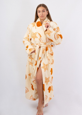 Vienetta Secret VS 031 Домашний теплый халат молочный/принт