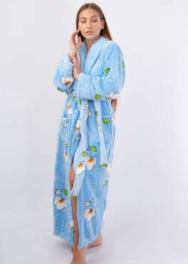Vienetta Secret VS 031 Домашний теплый халат голубой/цветы