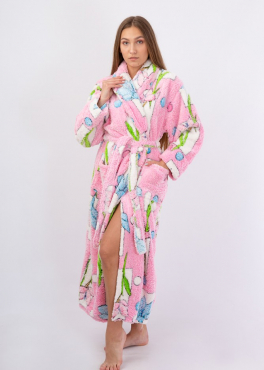 Vienetta Secret VS 031 Домашний теплый халат розовый/принт