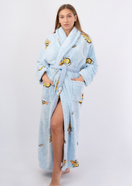Vienetta Secret VS 031 Домашний теплый халат голубой/принт