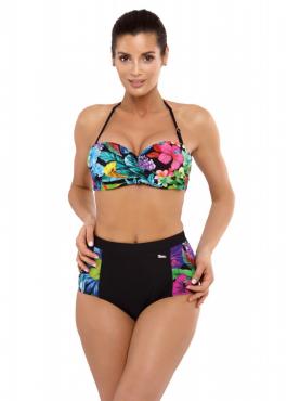 Marko M 537 MADISON Купальник з високими трусиками чорний/квіти