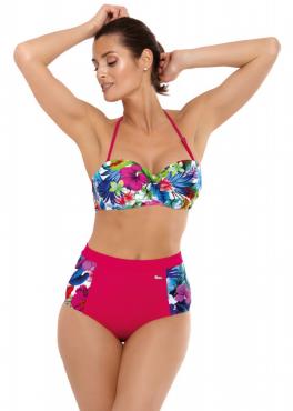 Marko M 537 MADISON Купальник жіночий роздільний малиновий/квіти