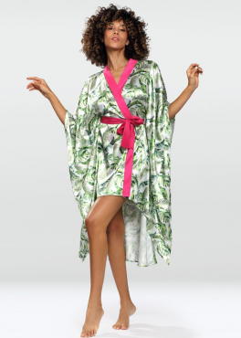 DKaren Flowers DK-PP атласный халат тропический принт зеленый/принт