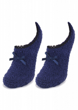 Marilyn COOZY N59 низкие махровые носки с бантиком синий