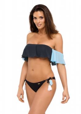 Купальник с воланами на плечах M 519 ELENA темно-зеленый/голубой