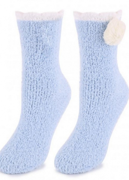 Marilyn COOZY R44 Махровые носки с помпоном сбоку голубой
