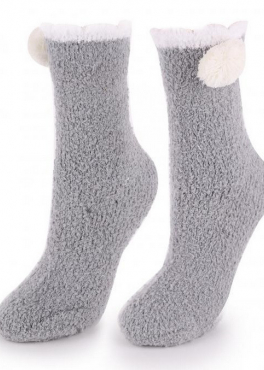 Marilyn COOZY R44 Махровые носки с помпоном сбоку серый