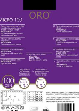 Oro Micro 100 den теплые колготки из микрофибры дымчатый