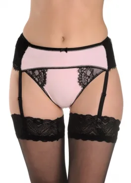 Oro 410 пояс для чулок розовый/черный